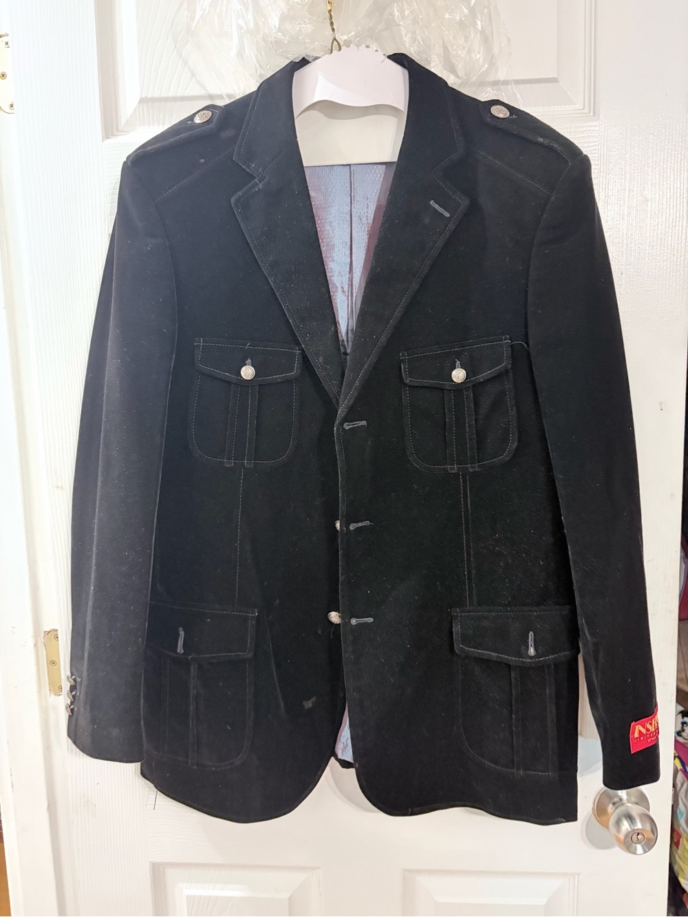 INSERCH Limited Edition Men’s M Black Military Style Blazer Crest Buttons